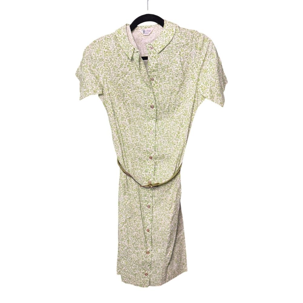 Heritage House Vintage Floral Short Sleeve Belt Dress 10 NEW Deadstock READ